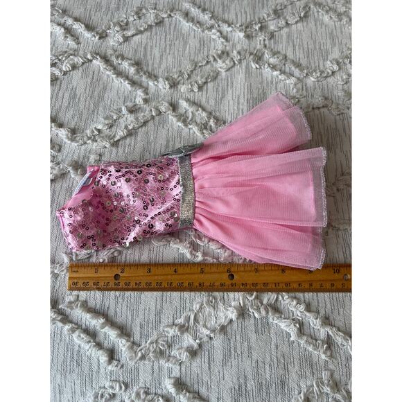 Build A Bear Workshop BABW Pink Sequin Fancy Dress Silver Bow - Picture 4 of 4